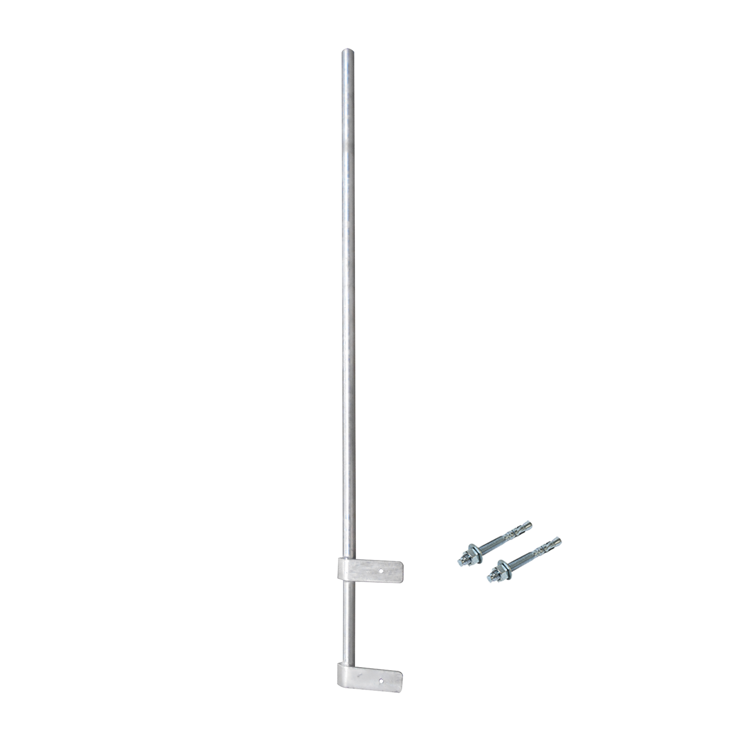 SMRP-150-CF - Mástil Liviano de Pared de 1.5 m (Diam. 1-1/4") con Cejas de Fijación Soldadas, ¡No se gira! Incluye Taquetes para instalación.