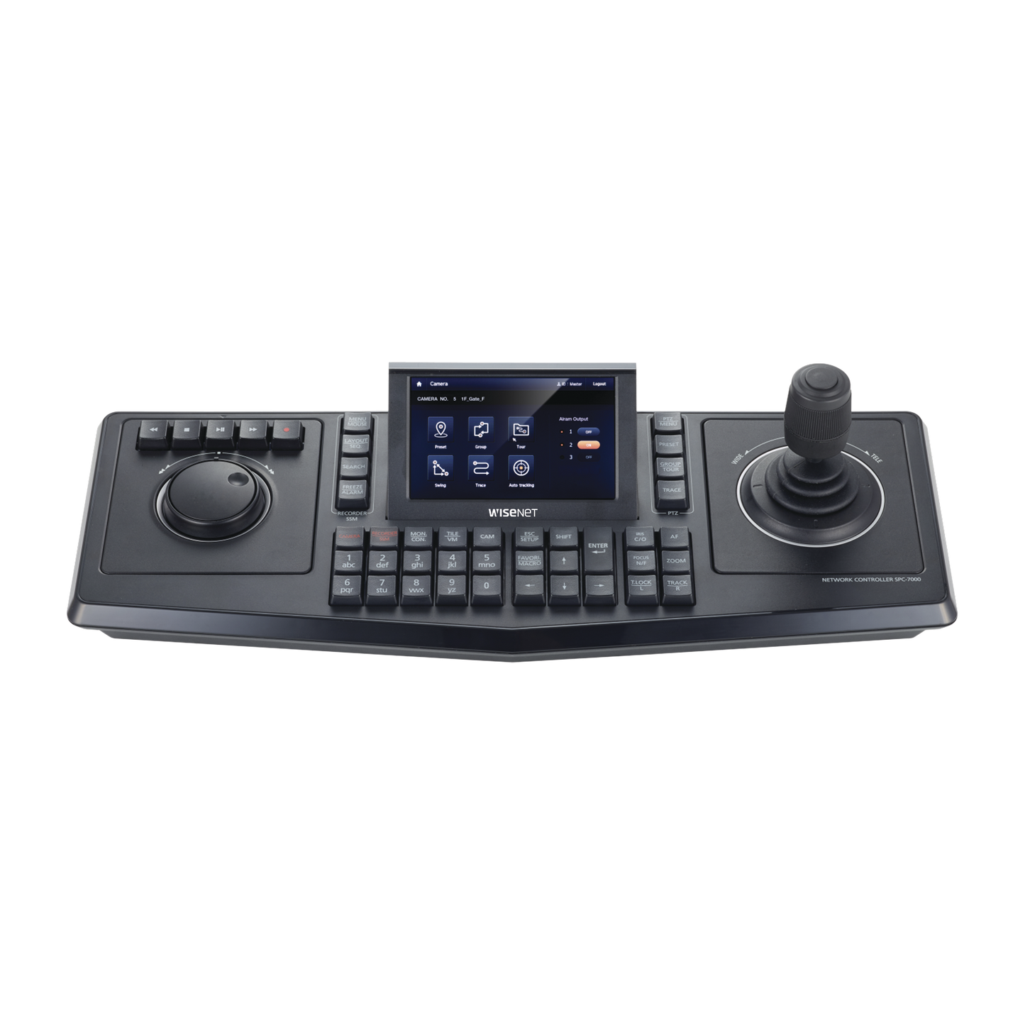 Controlador de domos PTZ y Camaras IP Wisenet, con pantalla LCD touch screen de 5