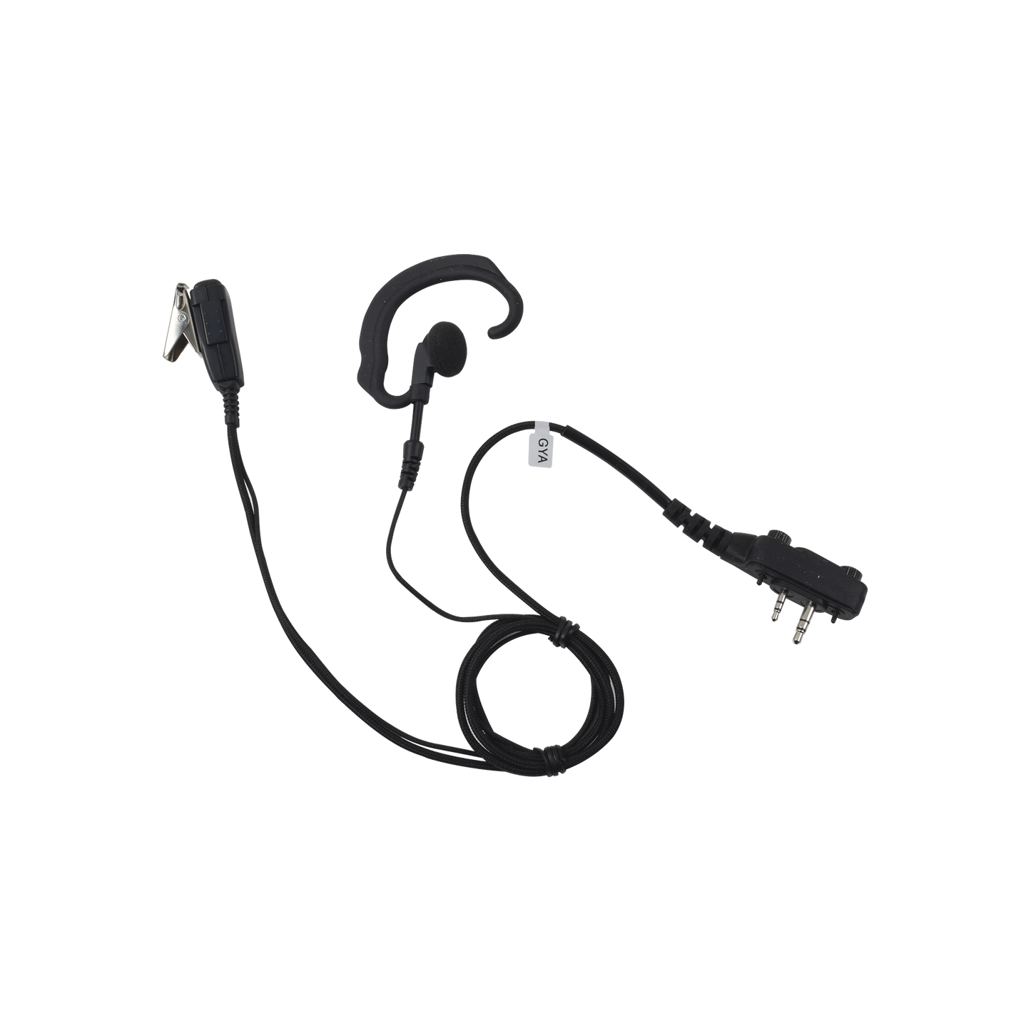 SPM-330S-E-BF - Micrófono de solapa con gancho suave para la oreja y fibra trenzada para puerto de accesorios Icom de 2 pines con tornillos