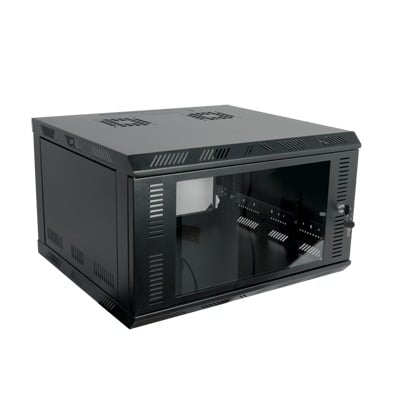 SR-1916-GFP Gabinete para Montaje en Pared, Puerta de Cristal Templado, Cuerpo Fijo con Rack 19 de 16 Unidades