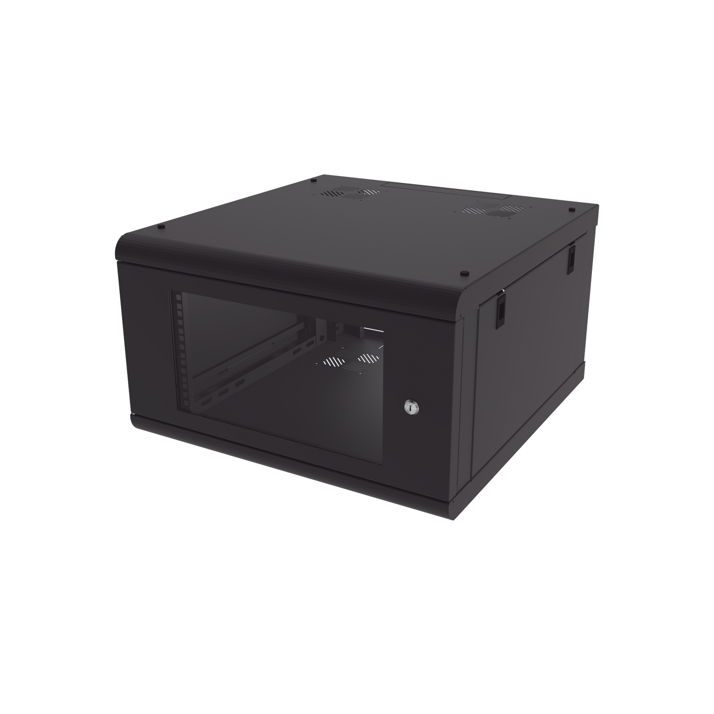 SR-1906-GN2G - Gabinete de Pared con Puerta de Cristal Templado, 635 mm de Profundidad, 6U Rack de 19 in, Acero Reforzado