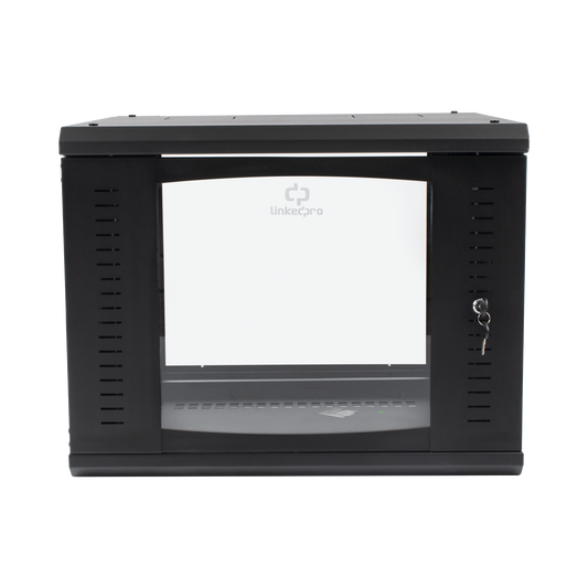 SR-1909-GAP-V4 Gabinete Abatible de Pared (Con Marco Trasero) con Rack 19 de 9 Unidades. Ventana de Cristal Templado.