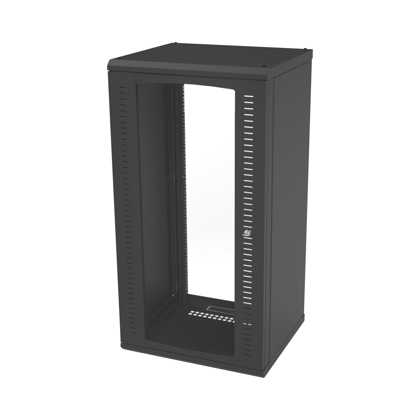 SR-1924-GFP Gabinete para Montaje en Pared, Puerta de Cristal Templado, Cuerpo Fijo con Rack 19 de 24 Unidades