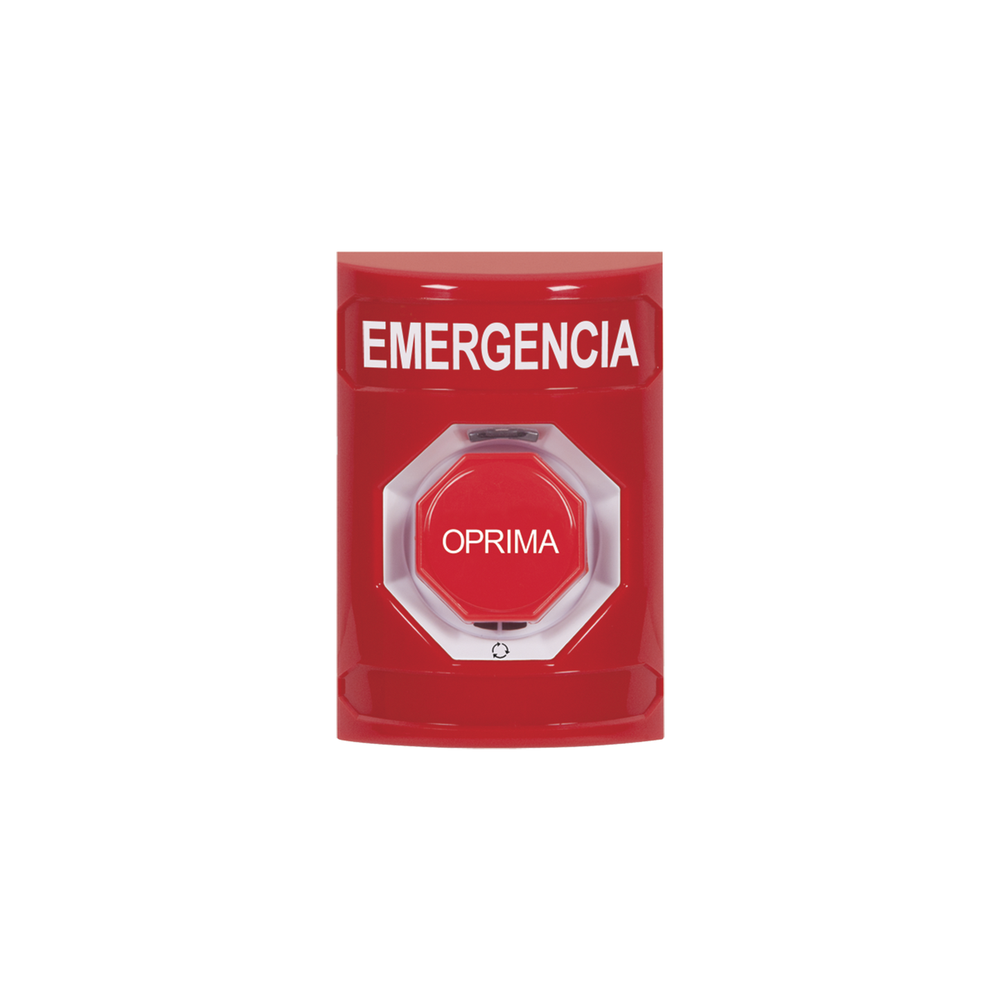 SS2009EM-ES Botón de Emergencia, Texto en Español, Color Rojo, Acción Mantenida, Girar para Restablecer y LED Multicolor