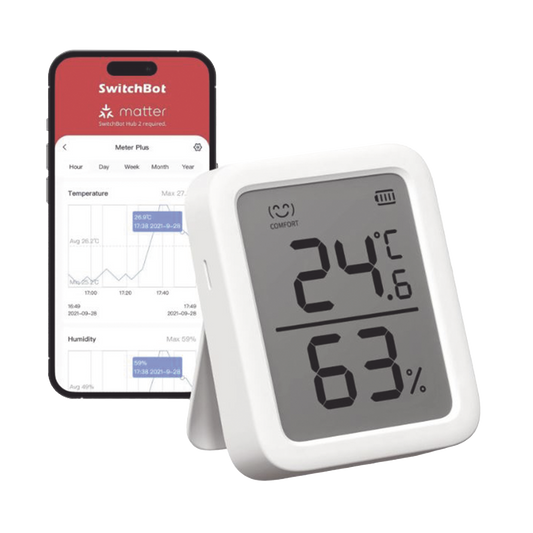 SWITCHBOTMP Medidor de temperatura y humedad Datos en pantalla / inalámbrico BLUETOOTH compatible con HUB SwitchBot