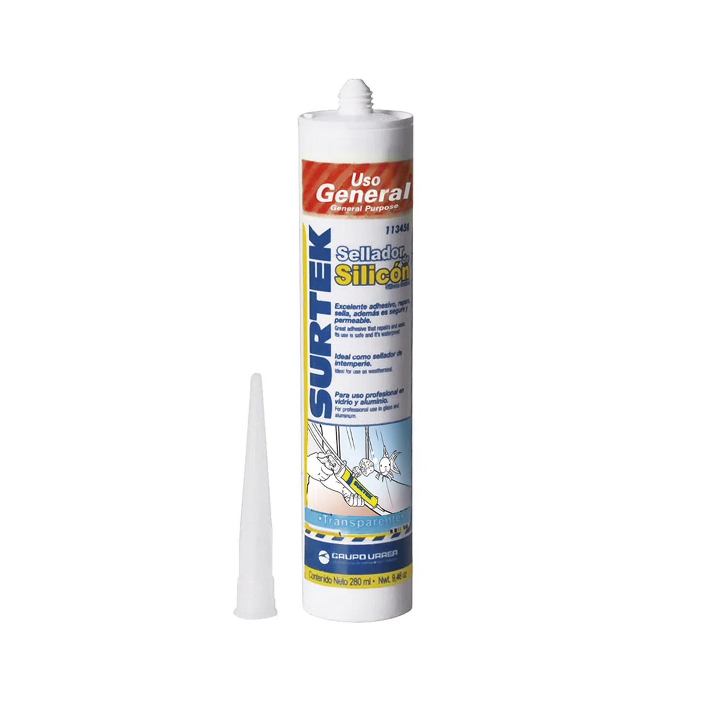 SYS-113-450 - Silicón Sellador Transparente de Uso General (280 ml).