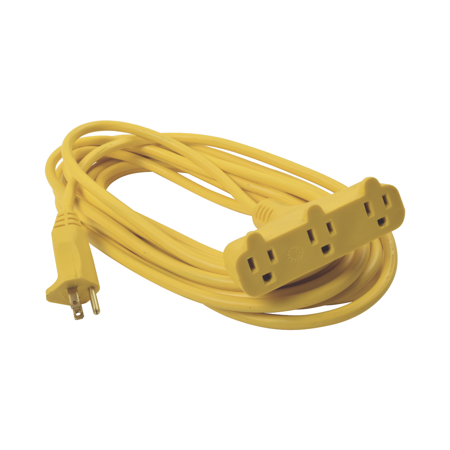 SYS-136050 Extensión Eléctrica Tipo Abanico Uso Rudo 8 metros/ 127 V CA - 10 A Máximo / Color Amarilla.