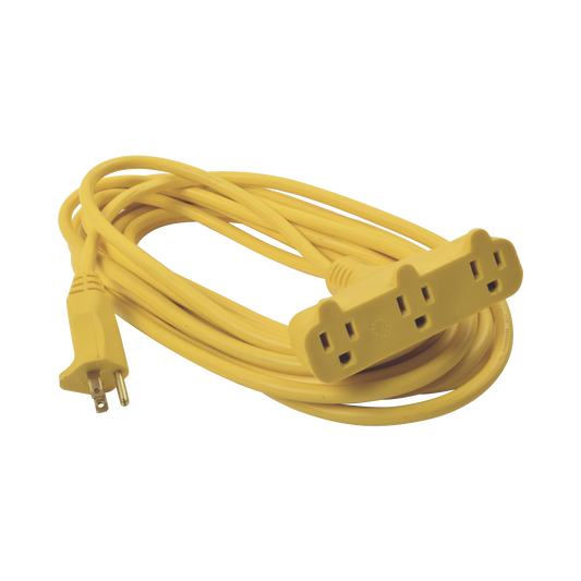 SYS-136050 Extensión Eléctrica Tipo Abanico Uso Rudo 8 metros/ 127 V CA - 10 A Máximo / Color Amarilla.