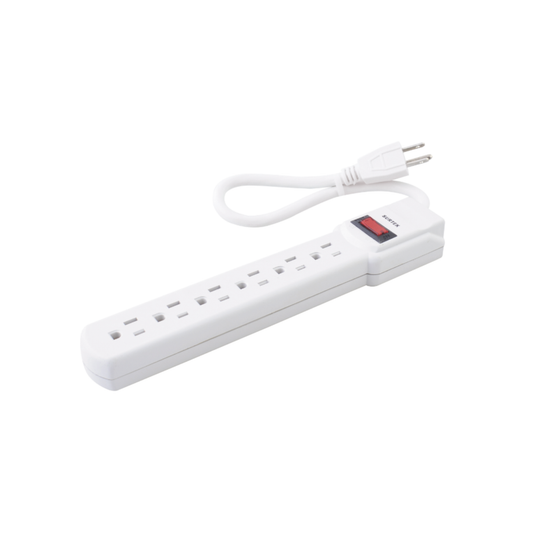 SYS-136201 Multicontacto con cable 30 cm. 6 tomas 127 Vca línea, tierra, neutro 15 A max.