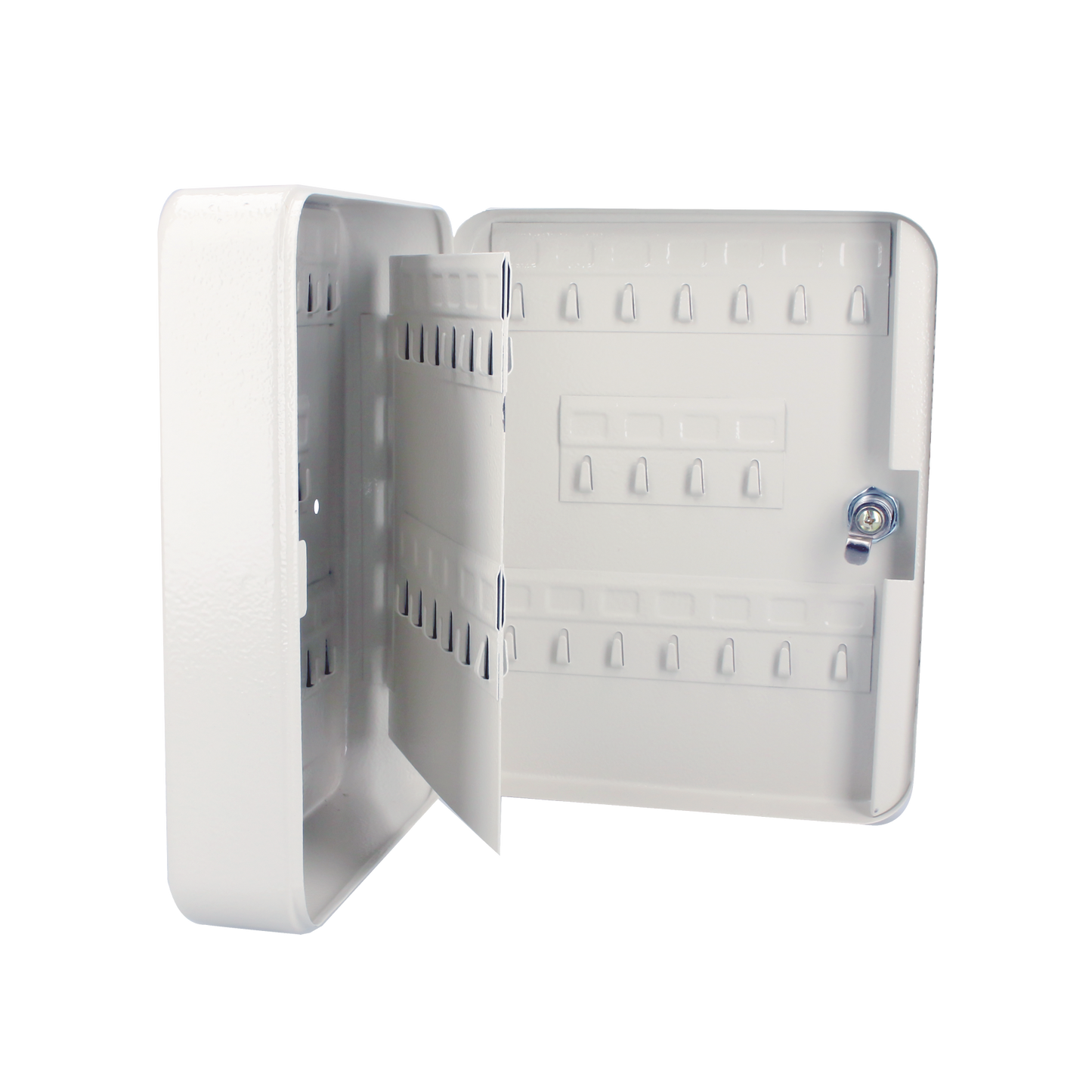 SYS-CLL-60 Caja para llaves con capacidad para 60 llaves/ Medidas 200 x 250 x 75 mm (ancho x alto x profundidad)/ Fabricada en acero/ Cerradura con llave.