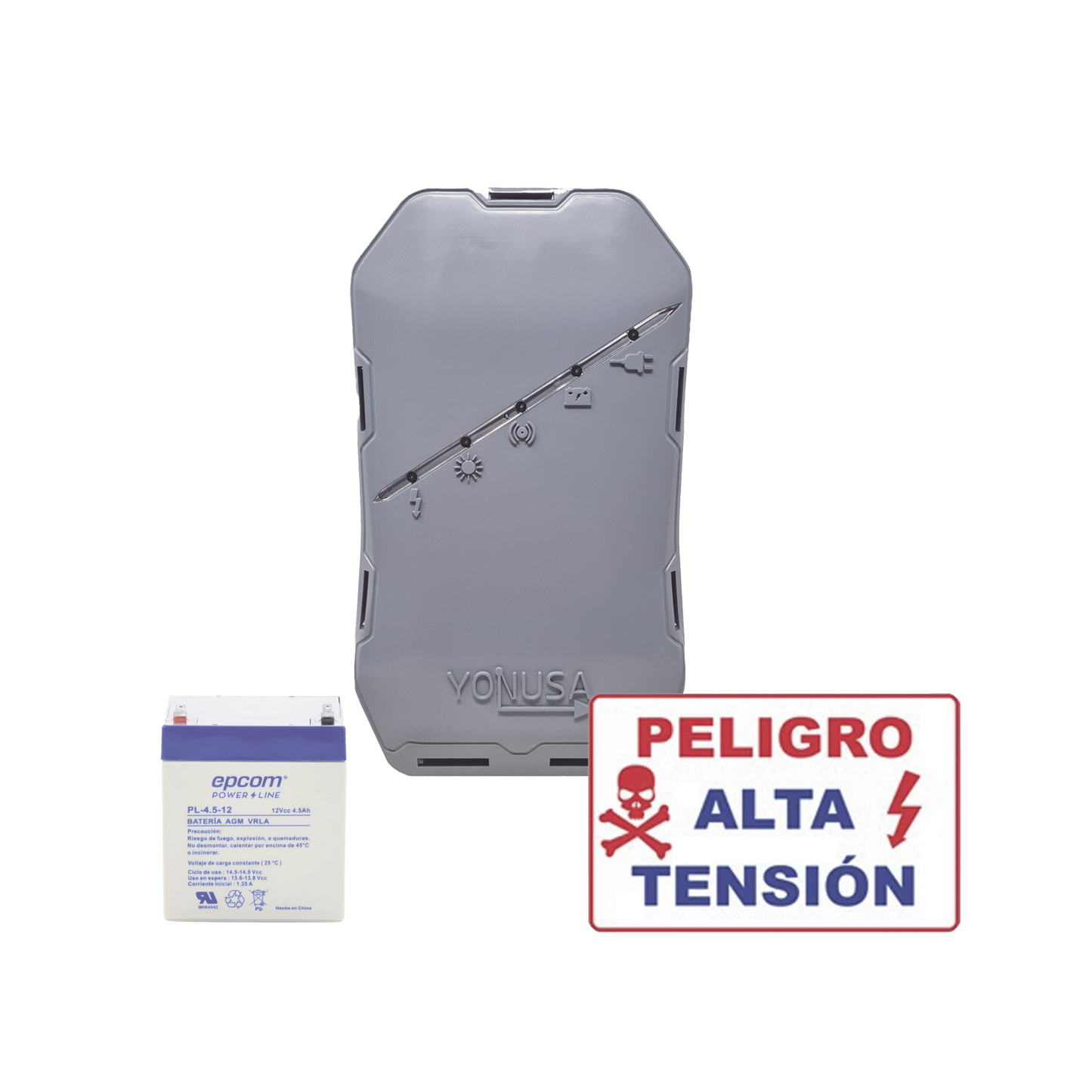 SYSNGHS-KIT KIT deEnergizador 12,000Volts - .5 Joules / 500 Mts Lineales de Protección / Cercas Electrificadas / Llavero Incluido