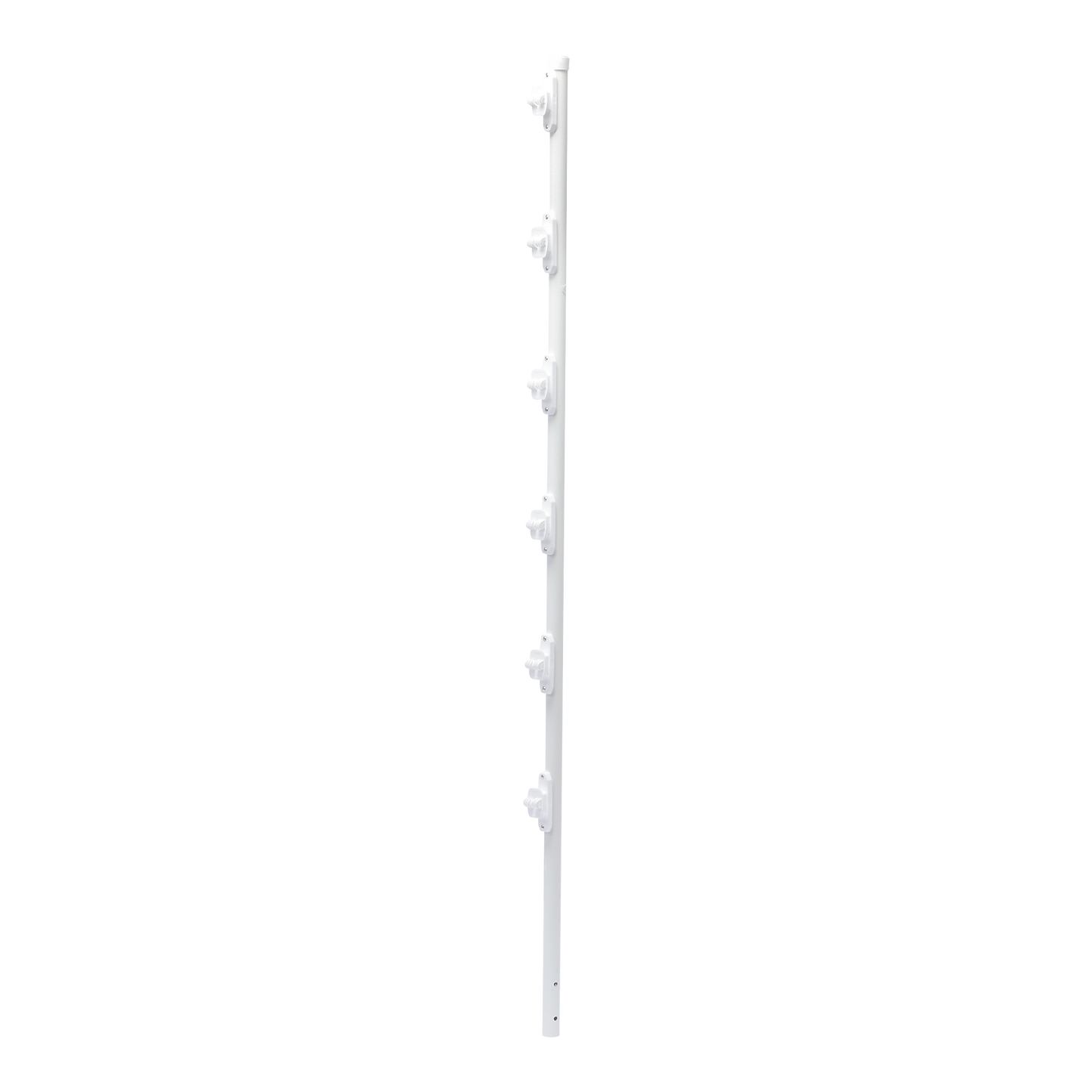 SYS-POST-10W - Poste con 6 Aisladores de PASO para Cerca Electrificada. Tubo Galva. de 1.4m, cal. 18 de 1" Diam. + Pintura Blanca.