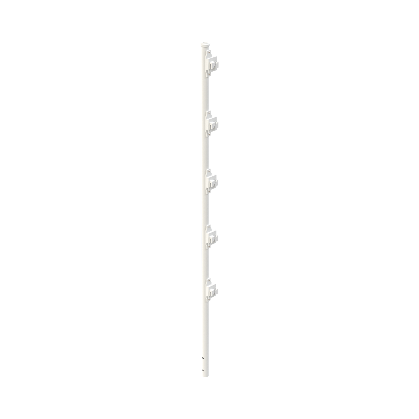 SYS-POST-3W Poste con 5 Aisladores de PASO para Cerca Electrificada. Tubo Galvanizado de 1.2m, cal. 18 de 1 Diam. + Pintura Blanca Aplicación en Polvo.