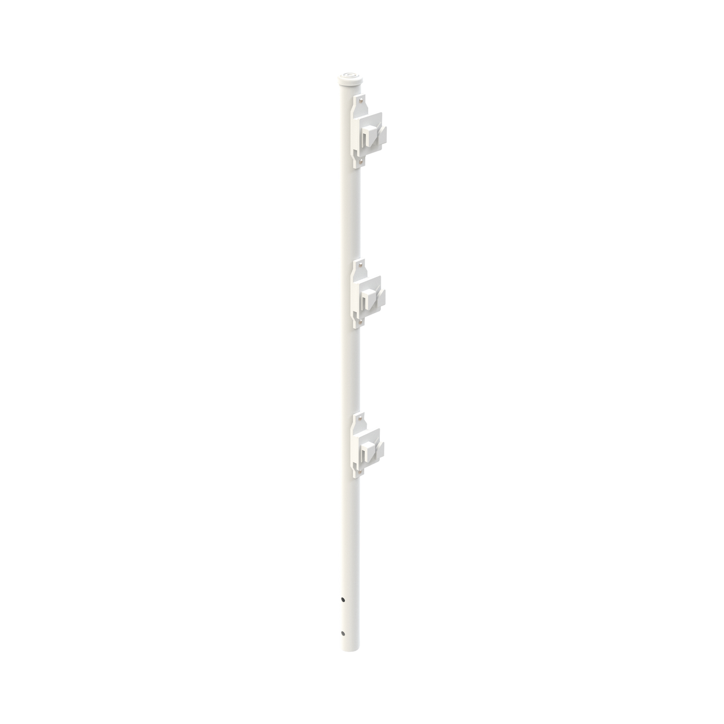 SYS-POST-7W Poste de Paso Blanco de 0.75m para Cerca Electrificada. Tubo Galvanizado cal. 18 de 1Diam. con Tapón y 3 Aisladores Instalados.