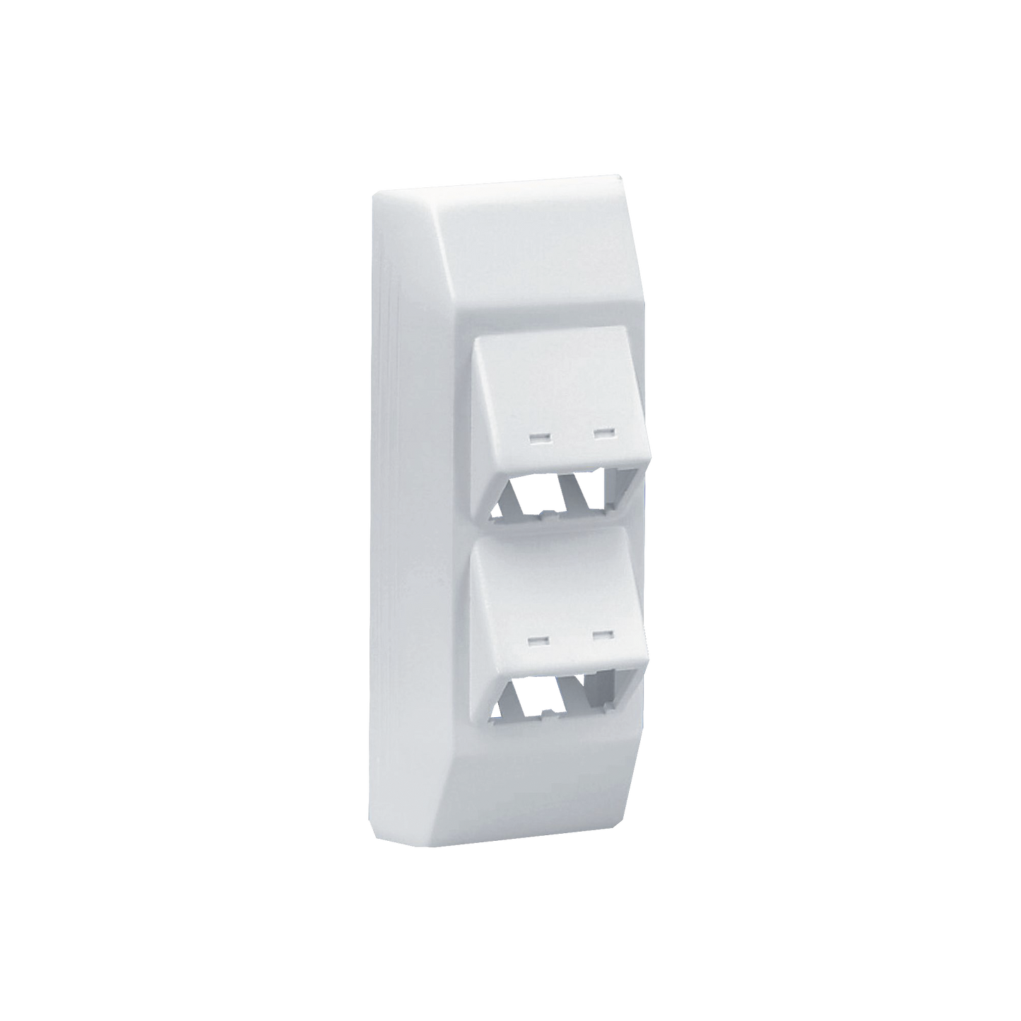 T45HDBIW - Soporte Con 4 Puertos Mini-Com, Con Bisagras de Instalación a Presión, Para Canaletas T45, Material PVC Rígido, Color Blanco Mate