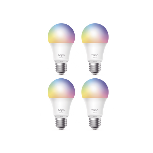 TAPOL530E(4PACK) Kit 4 Focos WIFI Multicolor, Intensidad y Color Regulables, Comandos de Voz Mediante Amazon Alexa/Google Assisten