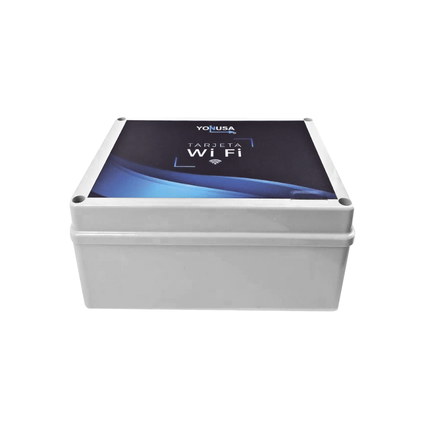 TARJET-WIFI-LITE Modulo WIFI LITE con gabinete para uso en Energizadores YONUSA / Aplicación sin costo / Botón de Pánico/ 1 Salida Propósito General