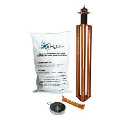 TG-100-AB - Kit de Puesta a Tierra de 100 Amperes con Electrodo, Filtro y Compuesto H2Ohm.