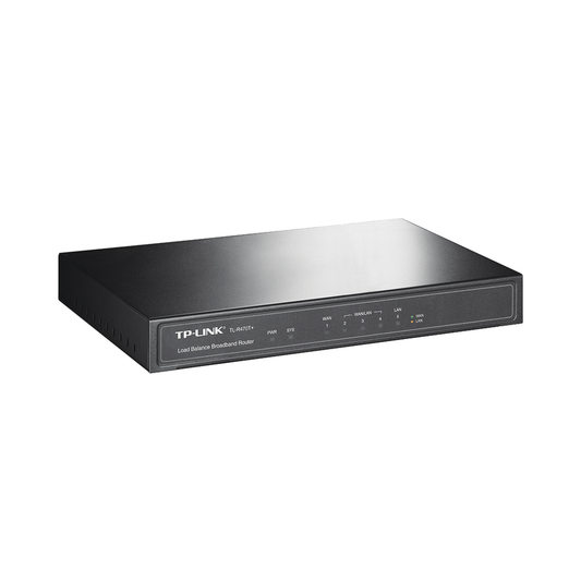 TL-R470T Router Balanceador de Carga Multi-Wan, 1 puerto LAN 10/100 Mbps, 1 puerto WAN 10/100 Mbps, 3 puertos Auto configurables LAN/WAN, Sesiones Concurrentes 10,000 para Pequeña Oficina
