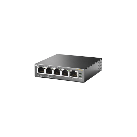 TL-SF1005P Switch PoE no Administrable de escritorio / 5 puertos 10/100 Mbps / 4 puertos PoE af/at / Presupuesto 67 W / Modo Extensor hasta 250 m / Calidad video prioritaria