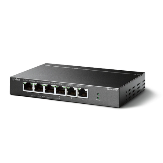 TLSF1006P Switch PoE no Administrable de escritorio / 6 puertos 10/100 Mbps / 4 puertos PoE af/at / Presupuesto 67 W / Modo Extensor hasta 250 m / Calidad video prioritaria