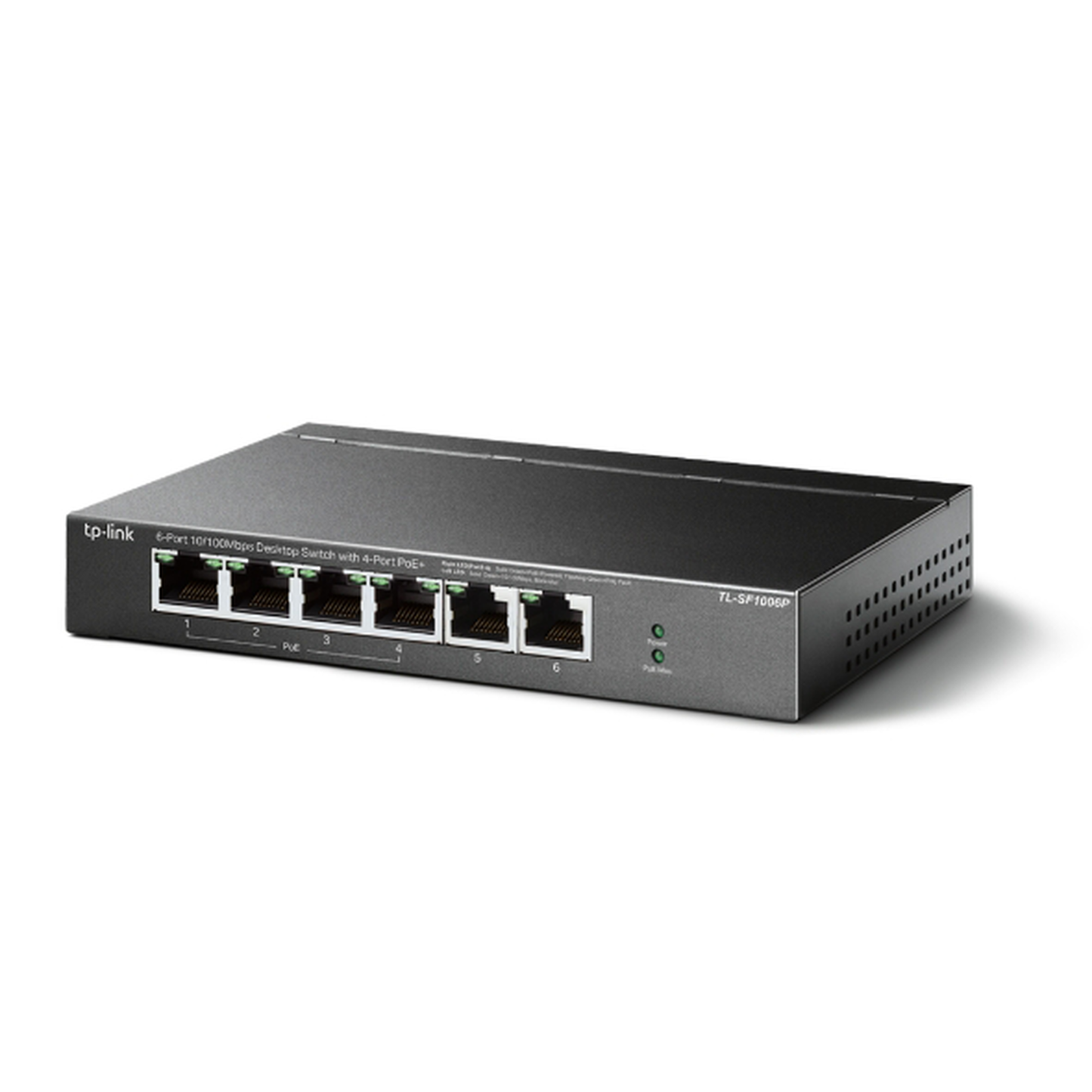 TLSF1006P - Switch PoE no Administrable de escritorio / 6 puertos 10/100 Mbps / 4 puertos PoE af/at / Presupuesto 67 W / Modo Extensor hasta 250 m / Calidad video prioritaria