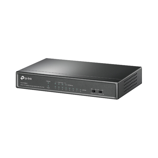 TLSF1008LP Switch PoE No Administrable de Escritorio / 8 puertos 10/100 Mbps / 4 puertos PoE af / Presupuesto 41 W / Modo extensor PoE hasta 250 metros / Calidad video prioritaria