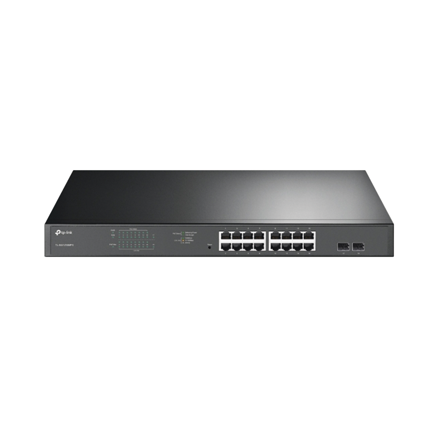 TL-SG1218MPE - Switch JetStream de 16 puertos 10/100/1000Mbps y PoE af/at, 2 puertos SFP hasta 192W.
