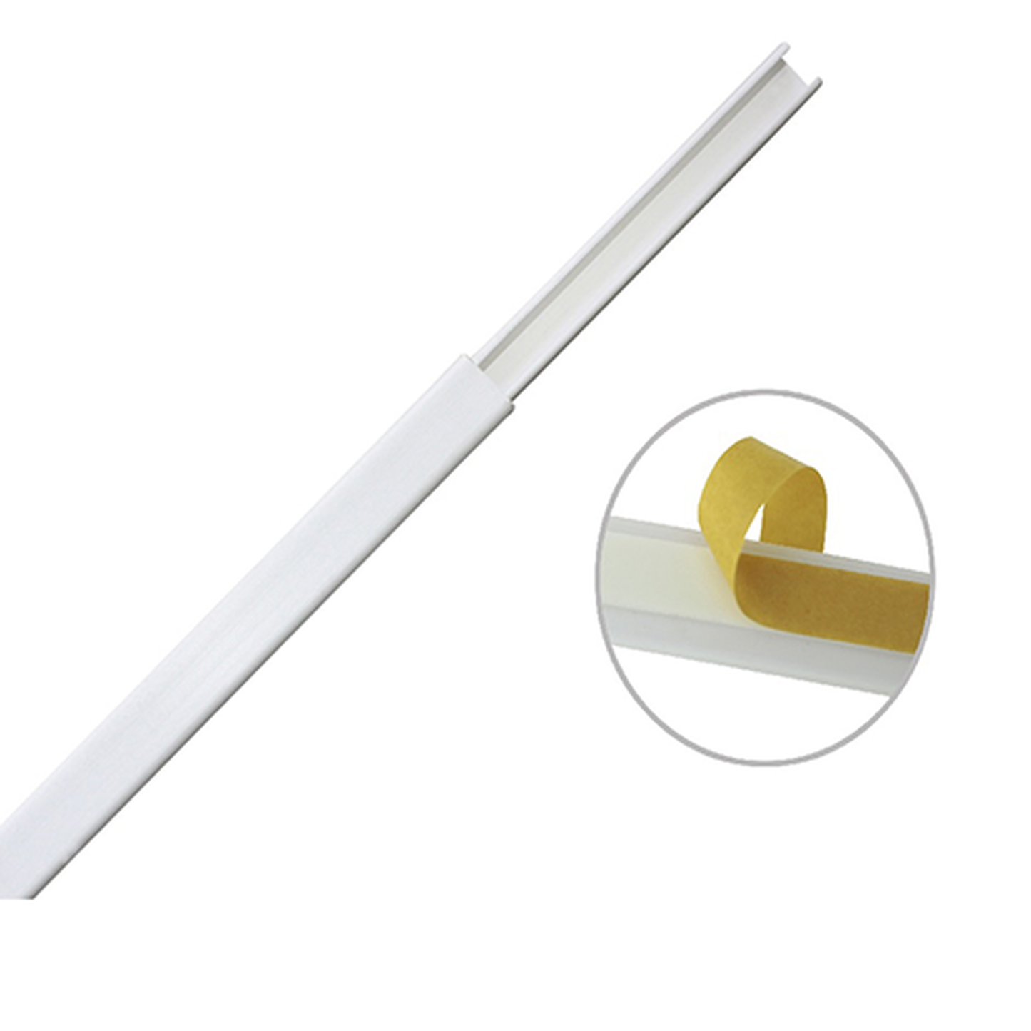 TMK-0812-CC - Canaleta color blanco de PVC auto extinguible, de una vía, 12 x 8 mm tramo de 6 pies con cinta adhesiva (5000-21252)