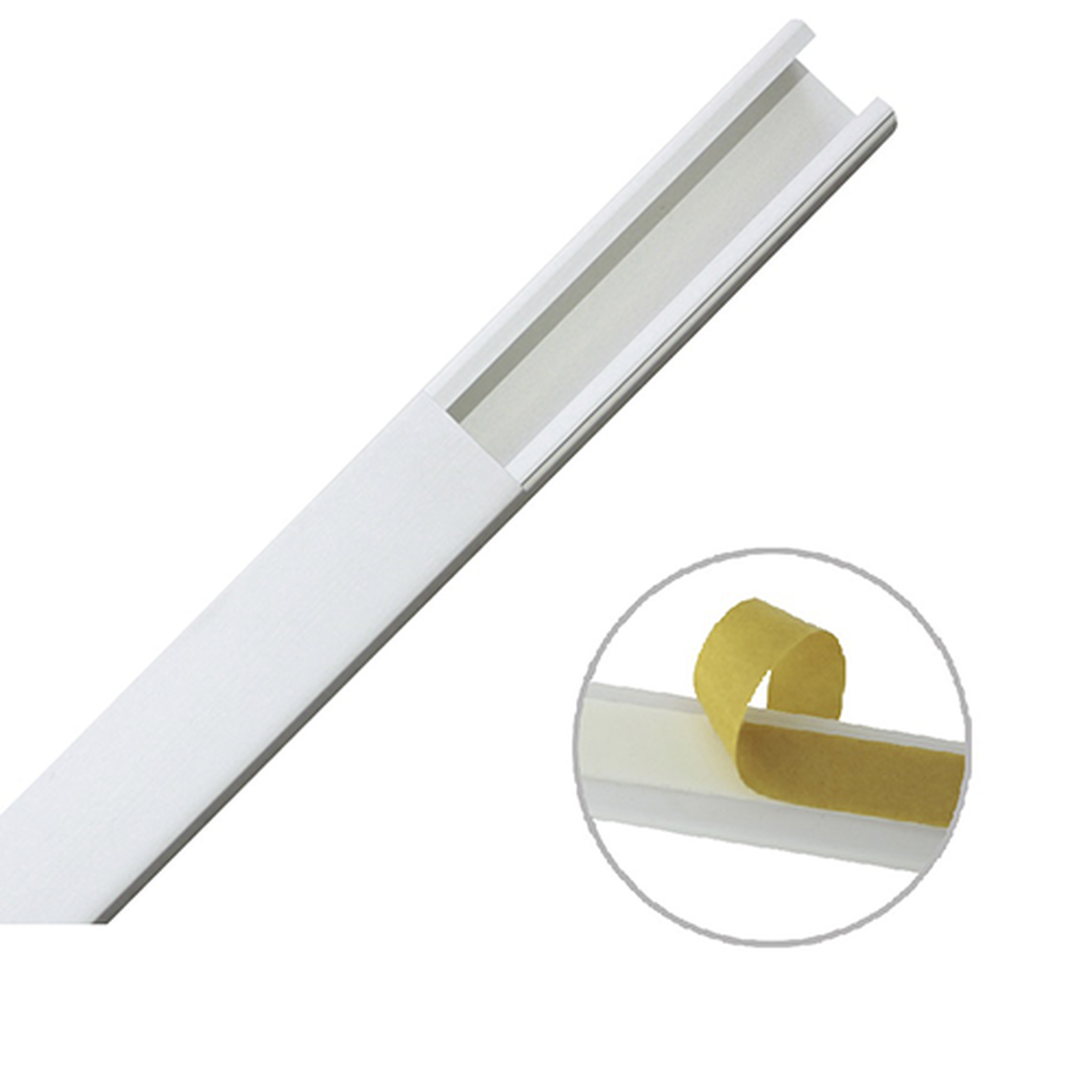 TMK-1720-CC - Canaleta color blanco de PVC auto extinguible de una vía, 20 x 17 mm tramo 6 pies, con cinta adhesiva (5201-21252)