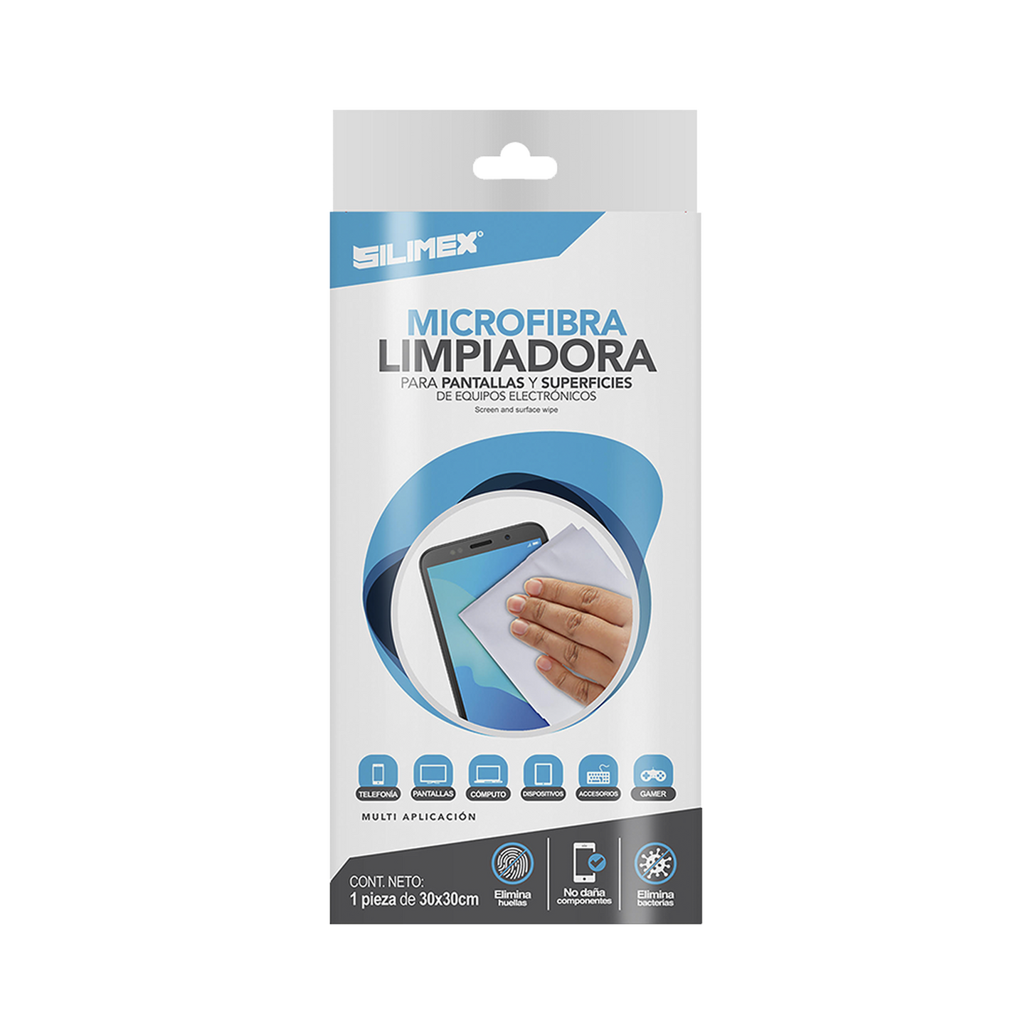 TOALLITA-SECA Toallita seca electrostática de 30 x 30 cm, auxiliar en la limpieza de superficies y/o pantallas de equipos de computo y aparatos electrónicos, fibra óptica, limpia sin rayar, no daña superficies delicadas