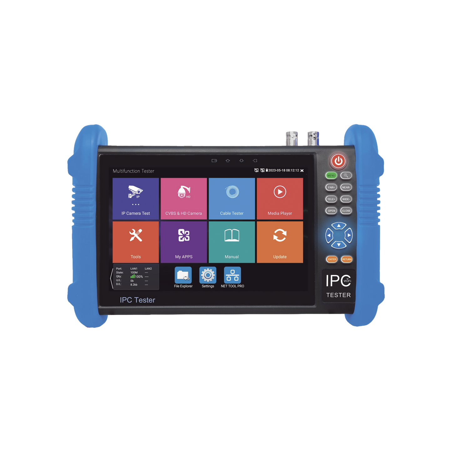 TPTURBO8K Probador de Vídeo Android con Pantalla LCD de 7 para IP ONVIF / HD-TVI (8MP), HD-CVI (8MP) y AHD (5MP) / Wi-Fi, Scanner IP, WiFi, entrada HDMI