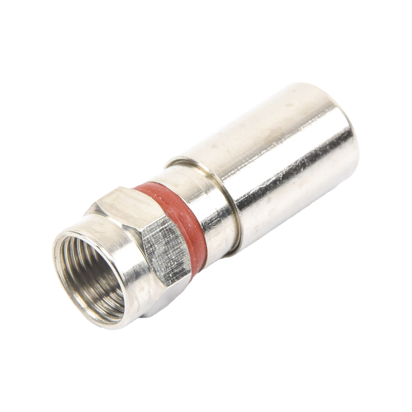 TT-CON-510-RG6 - Conector F Macho de Compresión, Metálico para cable RG-6, Cuerpo de Bronce Niquelado.