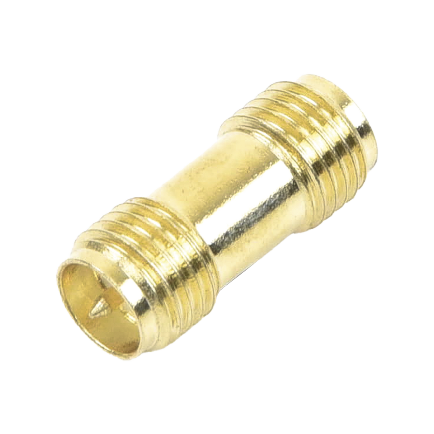 TT-COU-SMA-2RP-F - Adaptador Barril de SMA Hembra Inverso a SMA Hembra Inverso, Oro/ Oro/ Teflón,