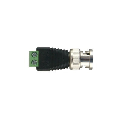 TT-RG-17 - Adaptador de conector BNC macho a 2 terminales-tornillo para cables AWG-26-14, en aplicaciones Video Vigilancia, Níquel/ Oro/ PTFE y PVC.
