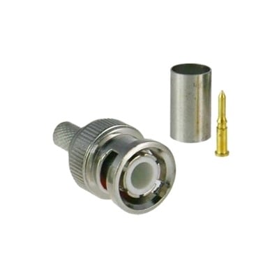 TT-RG-91 Conector BNC macho para 75 Ohm, de 3 piezas en línea, anillo plegable para cable RG-59/U en aplicación de CCTV, Níquel/ Oro/ Teflón.