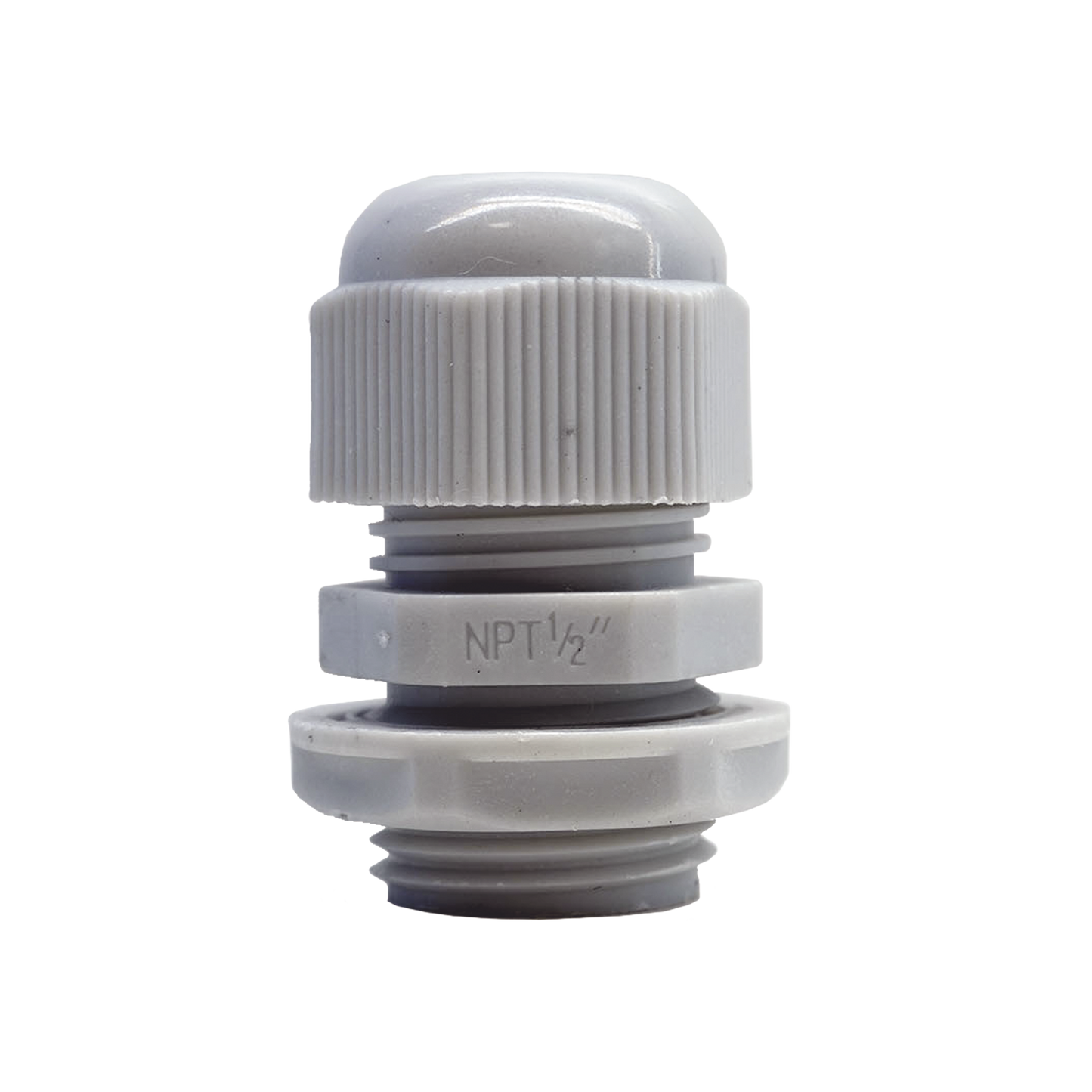 TXG-PG-12N - Conector Plástico Blanco Tipo Glándula para Rosca NPT 1/2"