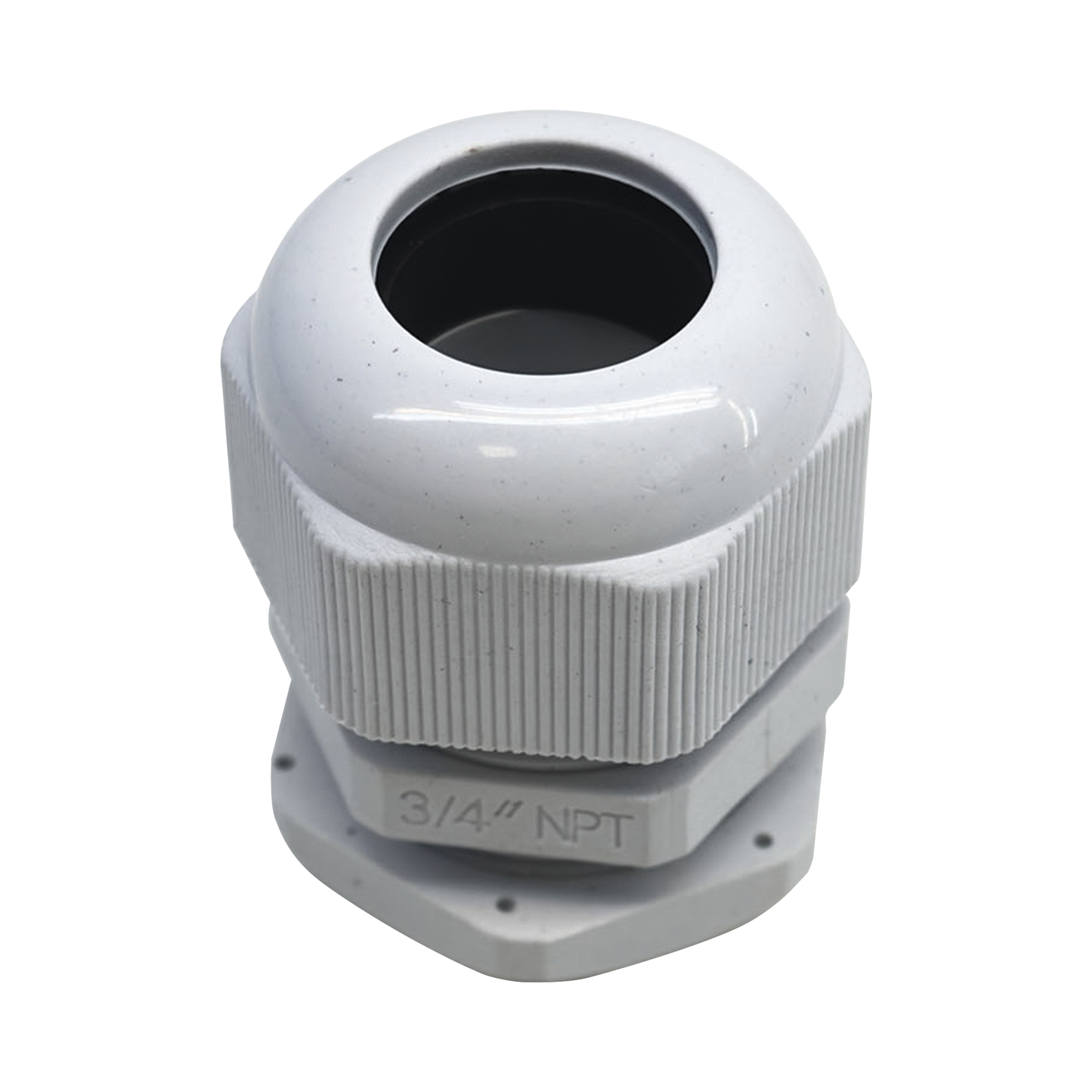 TXG-PG-34N - Conector Plástico Blanco Tipo Glándula para Rosca NPT 3/4"