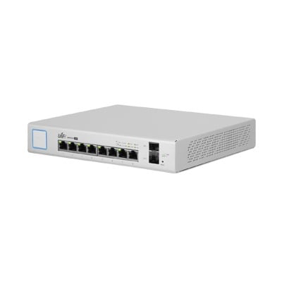 US-8-150W Switch UniFi Administrable de 8 Puertos Gigabit PoE+ 802.3at/af y PoE Pasivo 24V.