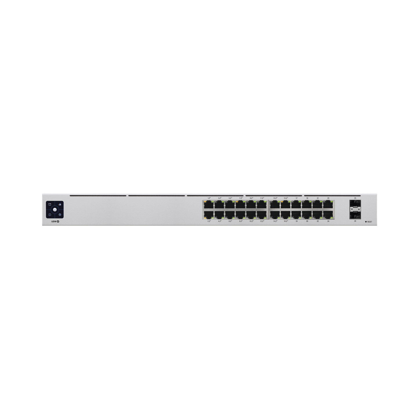 USW-24-POE UniFi Switch USW-24-POE Gen2, Capa 2 de 24 puertos (16 puertos PoE 802.3af/at + 8 puertos Gigabit) + 2 puertos 1G SFP, 95W, pantalla informativa