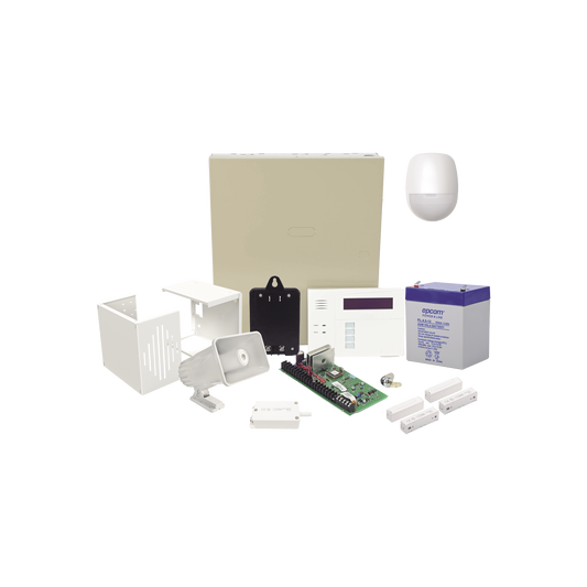 VISTA48ECO/6160RF Kit Cableado con VISTA48/6160RF, Batería, Transformador, Sensor Pir, Contactos Magnéticos, Sirena, Gabinete de sirena y Tamper