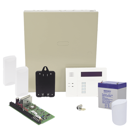 VISTA48RFSFIRE Panel de Alarma VISTA48LA Teclado Alfanumérico con Receptor Inalámbrico, Batería, Transformador, Sensor de Movimiento y 2 Contactos Magnéticos Inalámbricos SFire