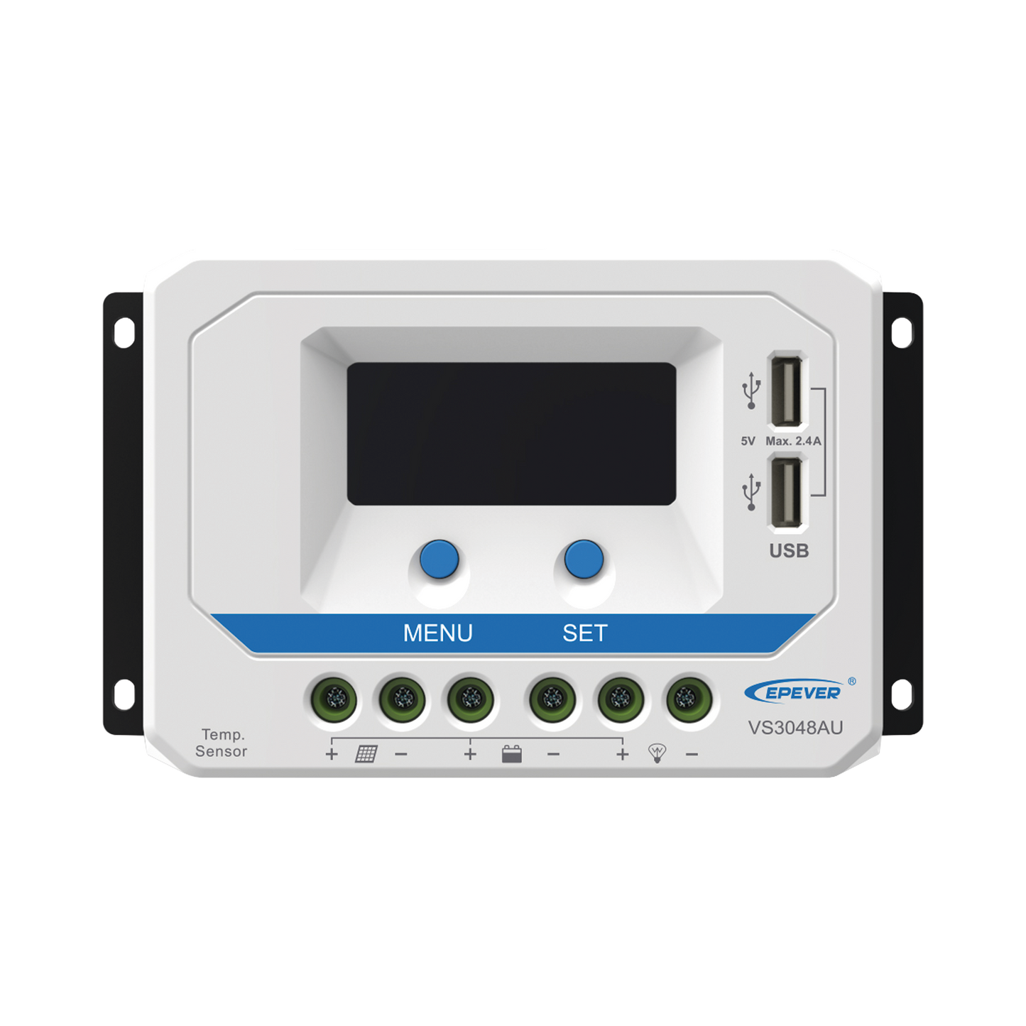 VS-3048-AU - Controlador Solar de Carga PWM 12/24/36/48 V 30 A, Salida USB, con Display