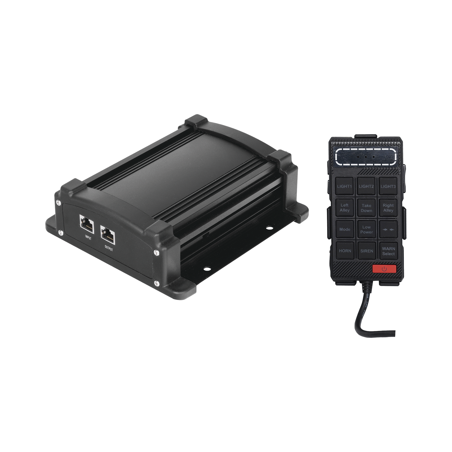 X100F - Sirena Vehicular de 100W de Potencia Con Controlador Unimando, Micrófono, Control de Tonos y Patrones de destello de Barras de Luces Serie X67 / X75