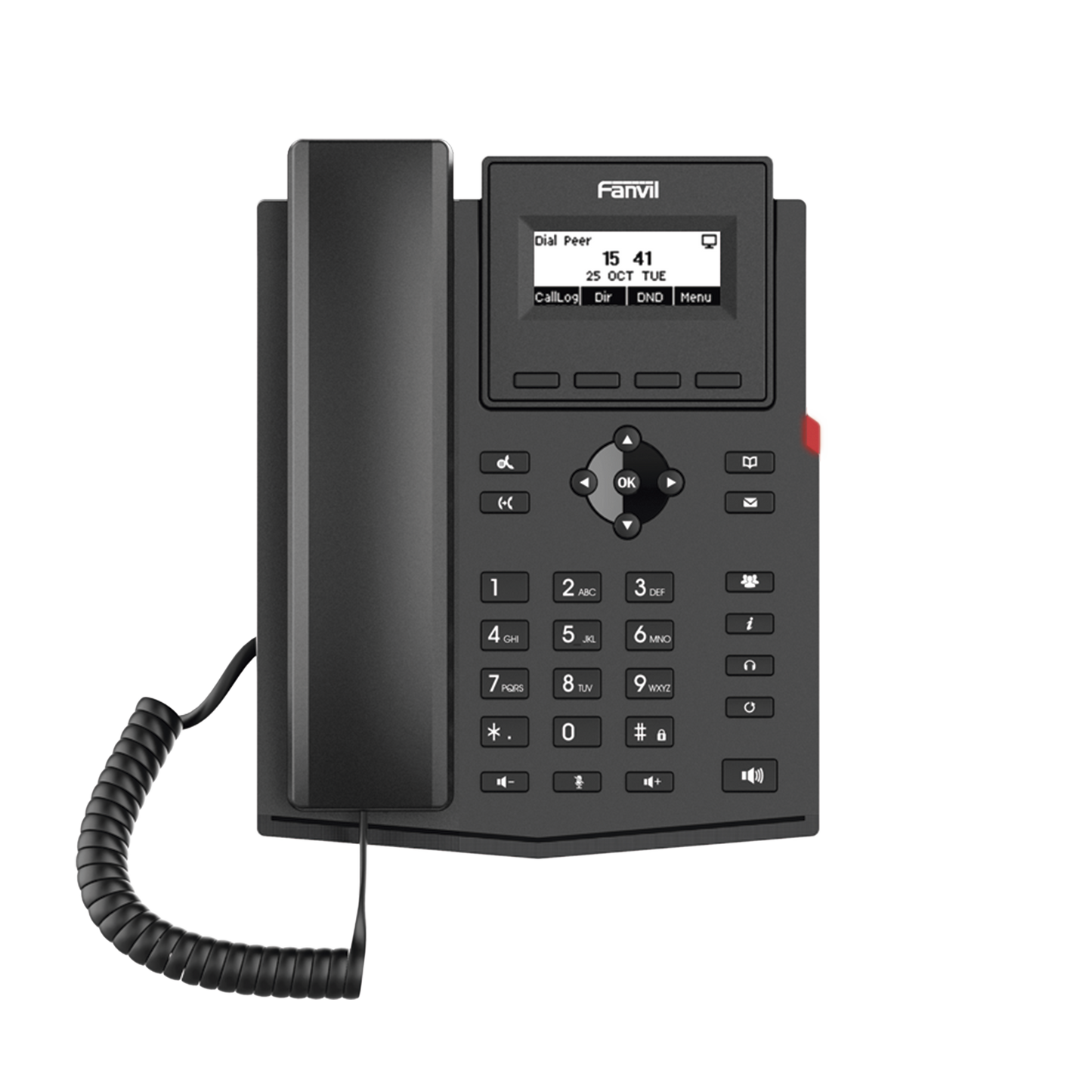 X301G - Teléfono IP empresarial para 2 lineas SIP con pantalla LCD, Puertos Gigabit, Códec Opus, conferencia de 6 vías, PoE.