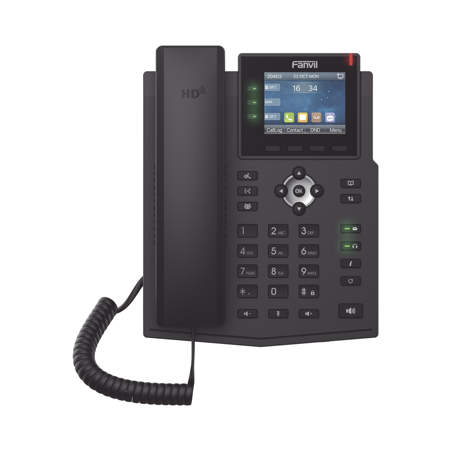 X3U - Teléfono IP Empresarial con Estándares Europeos, 6 lineas SIP con pantalla LCD a color, puertos Gigabit, IPv6, Opus y conferencia de 3 vías, PoE/DC