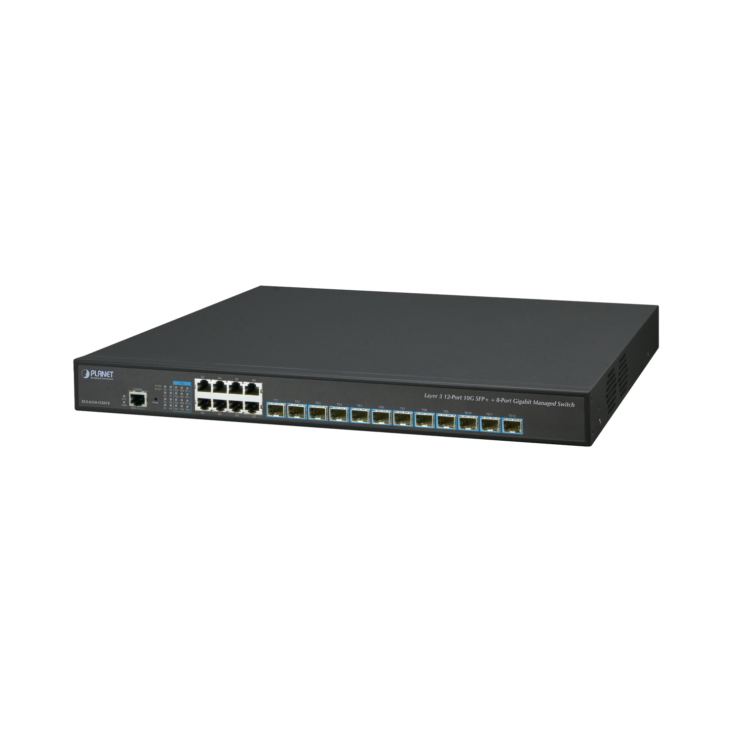 XGS-6350-12X8TR - Switch Administrable Capa 3, 12 Puertos SFP de 10G, 8 Puertos 10/100/1000T, Con Alimentación Redundante (2 Fuentes de Alimentación AC).