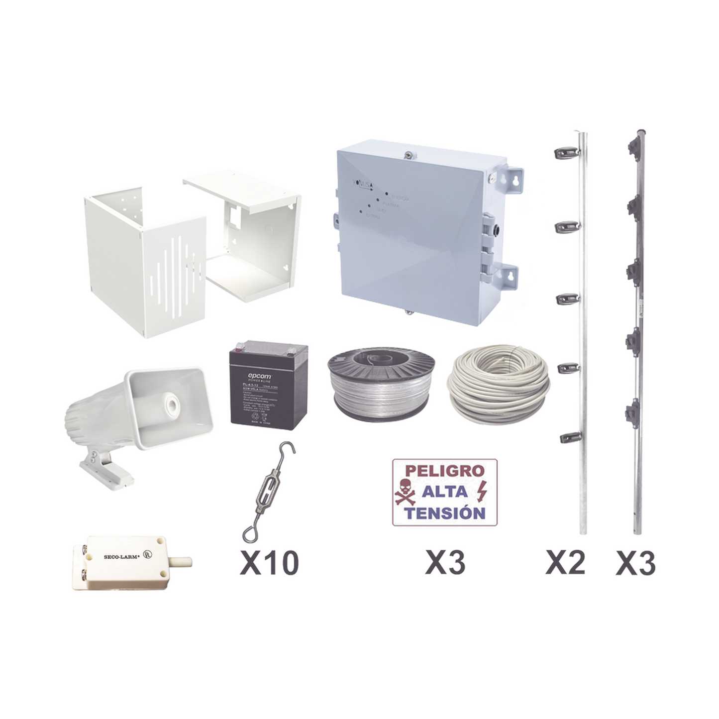 YPROKIT25F KIT ESENCIAL PARA 25Mts PERIMETRALES DE CERCO ELÉCTRICO PARA PROTECCIÓN DE ROBOS EN CASAS, NEGOCIOS, BODEGAS,ETC.