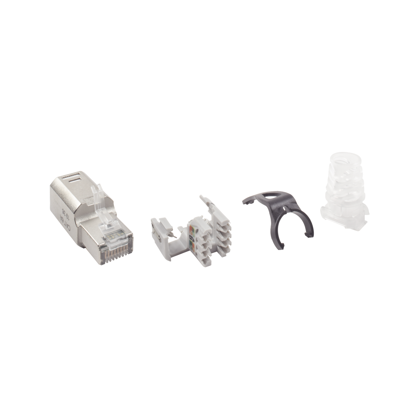 ZP1-6AS-01S Plug RJ45 Cat6A Blindado, Terminación en Campo, Compatible con Todas las Categorías, Con Clip Protector de Seguro