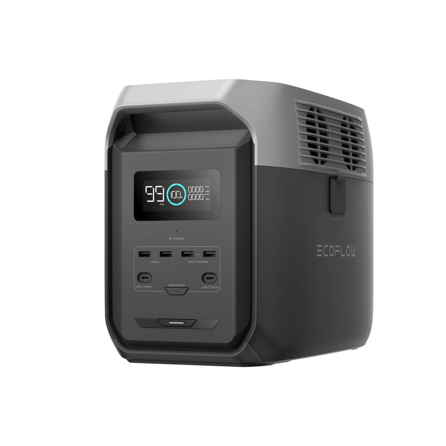 EFD31500 - Estación de Energía Portátil Delta 3 1536Wh Litio LFP / 6 AC 1800 W (Max. 3600W) / 2 USB-C 100W / Capacidad para Aumentar Respaldo / Cargador de Coche 10A a 12.6V / Conectividad WiFi y Bluetooth (App) / Carga Solar 500W Max.
